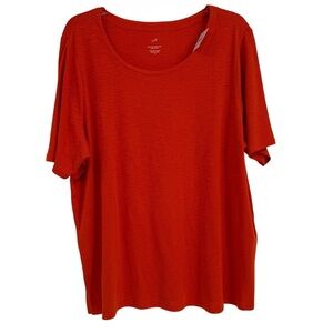 J. JILL Pima Slub Scoop Neck Side Slit Tee NWT Orange Size 2X Short Sleeves
